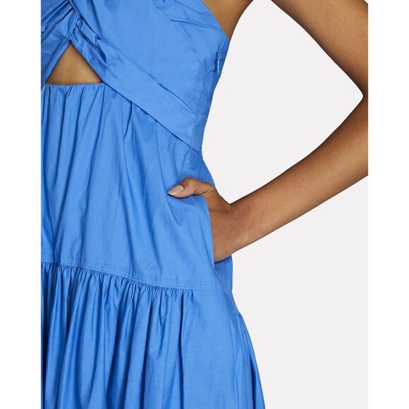 A.L.C Aubrey Dress 10 Blue Cut Out Twisted One Shoulder Cotton - Picture 5 of 15